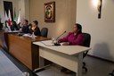 Mesa Diretora composta pelo Vice-Presidente, Vereador Rafael Cassimiro (PSDB), pelo Presidente, Vereador Edenilson Oliveira (PSD) e pela Vereadora Marly Coelho (PSC), Secretária da Mesa Diretora. Junto da Representante da APAC - (Associação de Proteção e Assistência aos Condenados), Rosilda Pires.